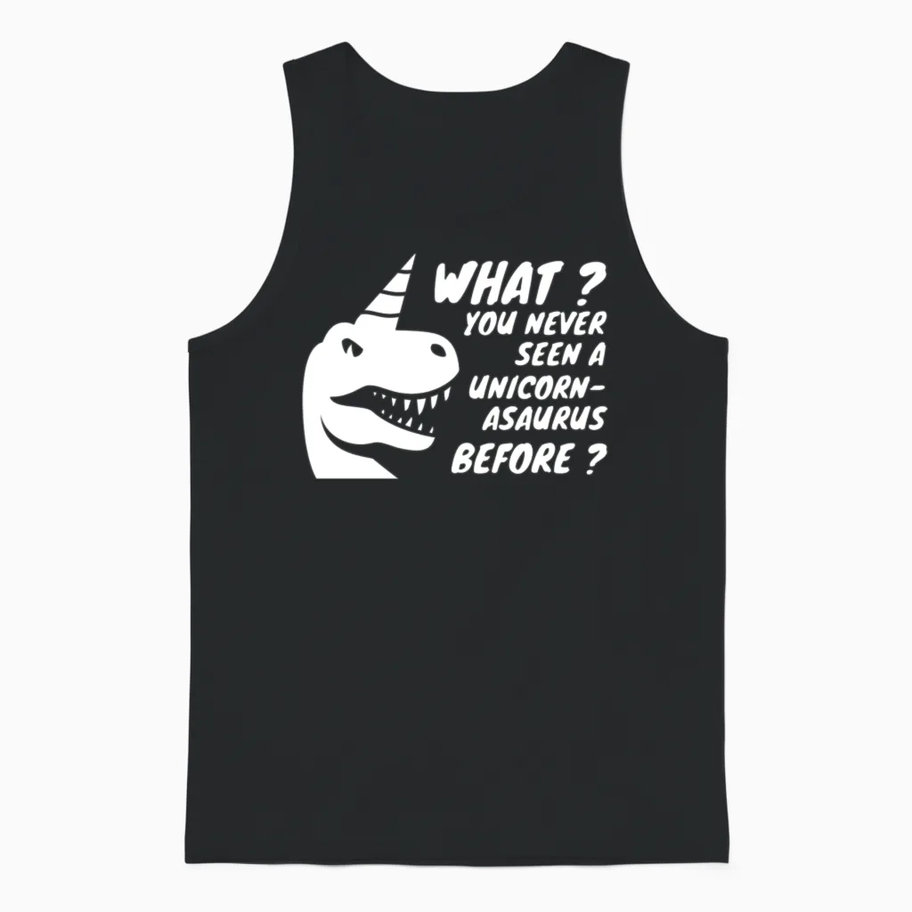 Funny Unicorn Dinosaur Kids & Baby Gift Unisex Tank Top in Black