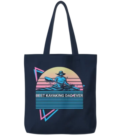 Kayak Kayaking Retro Tote Bags - Navy