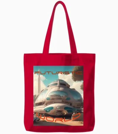Retro Futurescape Tote Bags - Red