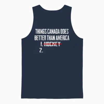 Things Canada Does Better Than America 1 Hockey 2 Funny Unisex Tank Top - Navy