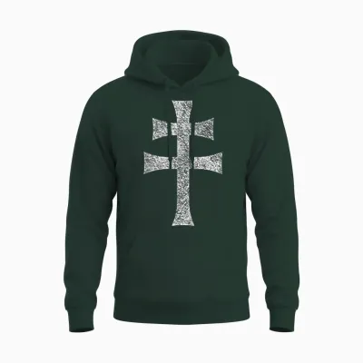 Cross of Lorraine Anjouu Patriarchal Cross Unisex Hoodie - Forest