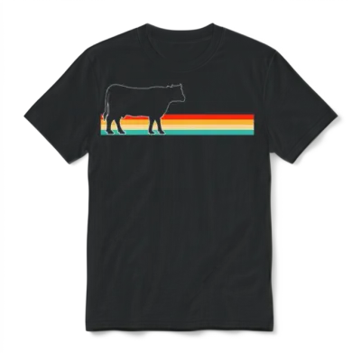 Cow Retro Unisex T-Shirt - Black