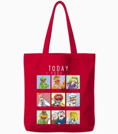 Disney the Muppets Today I Feel Box Up Character Portraits Tote Bags - Red