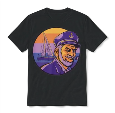 Retro Ship Old Captain Sailing Boat Sea Retro Ship Unisex T-Shirt - Black