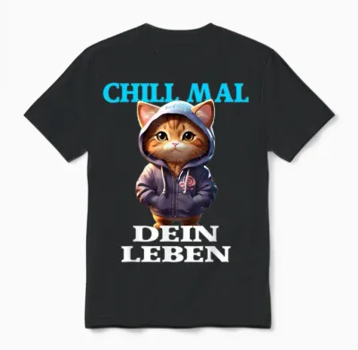 Chill Mal Dein Leben I Keep Cool Sprüche Mit Katze Design Unisex T-Shirt - Black