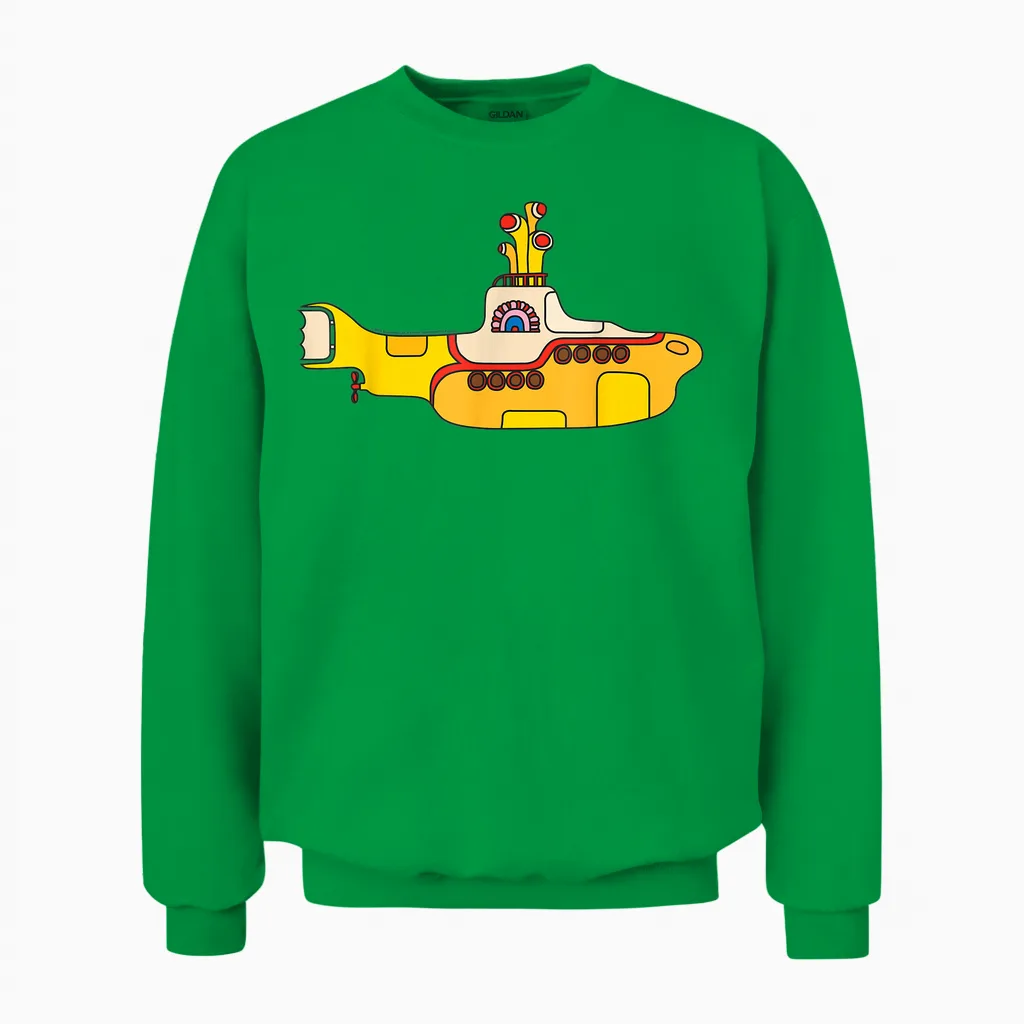 The Beatles - Yellow Submarine Art Unisex Sweatshirt in Irish Green