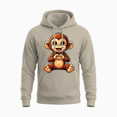 Affe Mit Herz | Süßes äffchen Mit Herzsymbol Unisex Hoodie - Sand