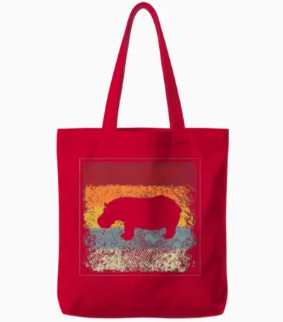 Hippo Retro Tote Bags - Red