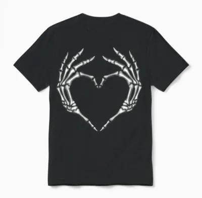 Skeleton Hands Heart Valentine Halloween Costume Unisex T-Shirt - Black