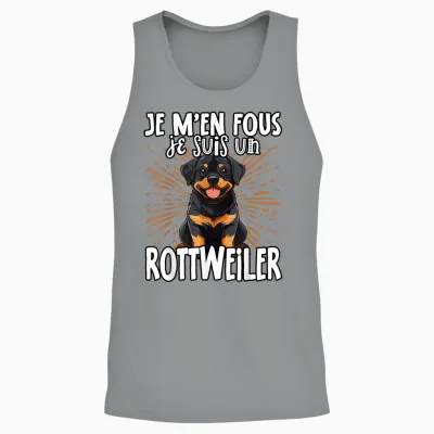 Je M'en Fous Je Suis Un Rottweiler - Cute Rottweiler T-Shirt, Black, S Unisex Tank Top - Sport Grey
