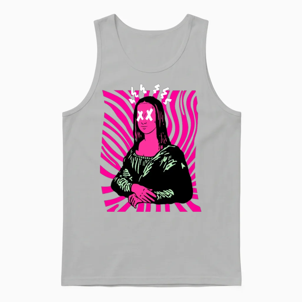 Bold Mona Lisa Unisex Tank Top in Ash