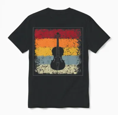 Violin Retro Unisex T-Shirt - Black