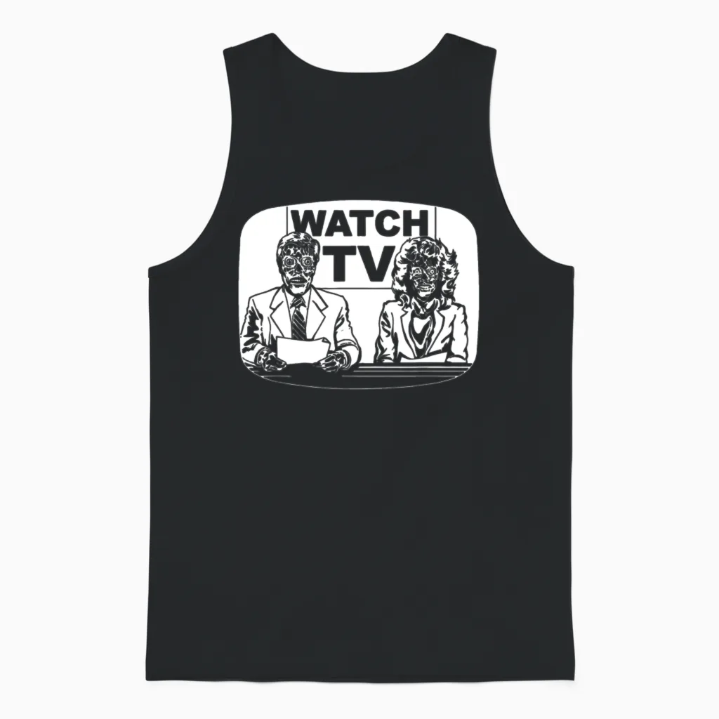 Retro Watch Tv Unisex Tank Top in Black