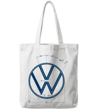 Volkswagen Logo as Construction Graphic in White Tote Bags - White
