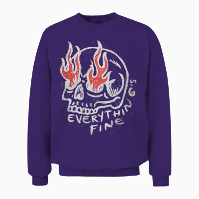 Backprint Streetwear Mode Vintage Damen Herren Schädel Skull Unisex Sweatshirt - Purple