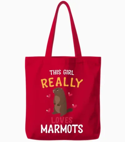 Marmot, Marmot Animal, Marmots Tote Bags - Red