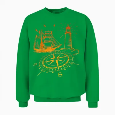 Maritim Kompass Segelschiff Norden Leuchtturm Unisex Sweatshirt - Irish Green