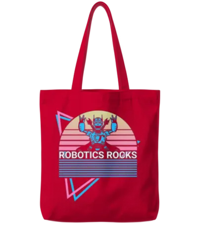 Robots Retro Tote Bags - Red
