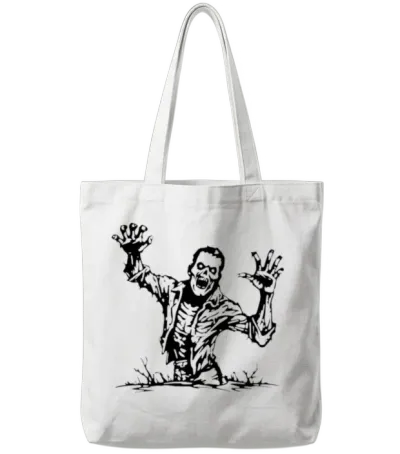 Zombie Undead Horror Halloween Tote Bags - White
