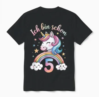 Ich Bin Schon 5 - Schönes Mädchen Geburtstag Unisex T-Shirt - Black