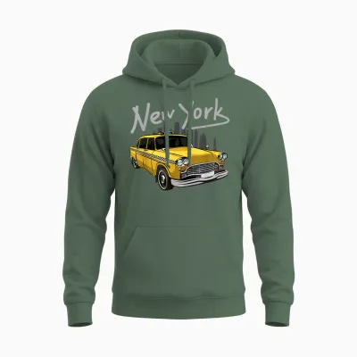 New York Taxi Yellow New York Souvenir T-Shirt for Men and Women T-Shirt, Black Unisex Hoodie - Military Green