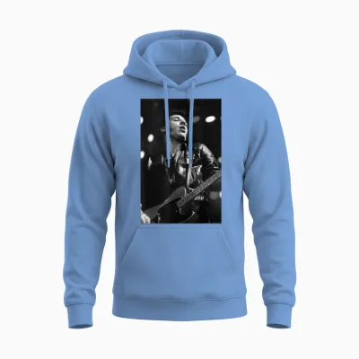 Bruce Springsteen Live at Wembley by Simon Fowler T-Shirt, Black, S Unisex Hoodie - Carolina Blue