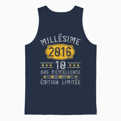 Vintage 2016 Gift 10 Years Boy Birthday Humour Unisex Tank Top - Navy
