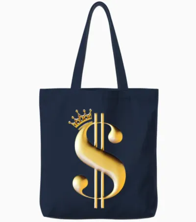 Dollar Sign as a King Tote Bags - Navy