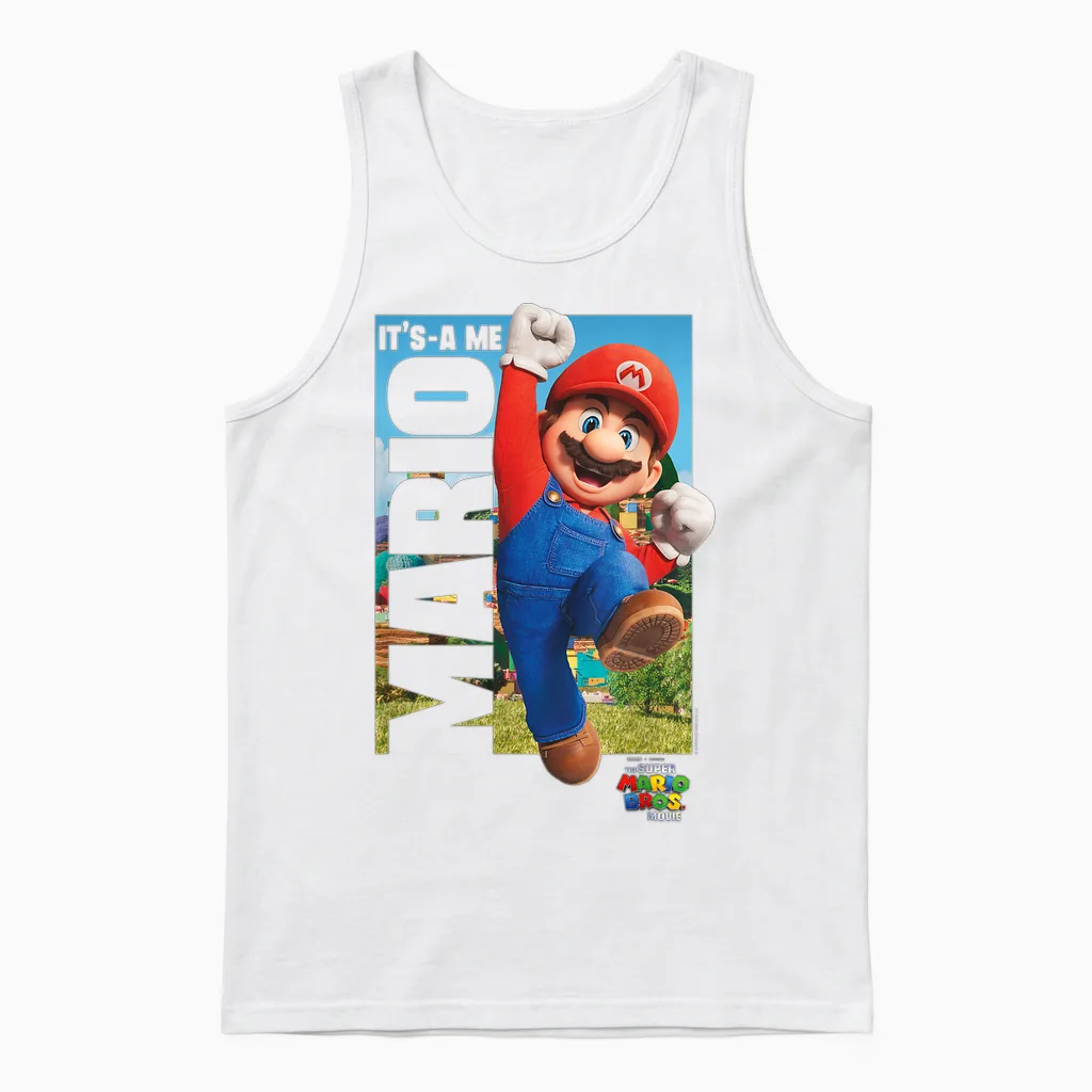 The Super Mario Bros. Movie It's-A Me Mario Poster T-Shirt, White Unisex Tank Top in White