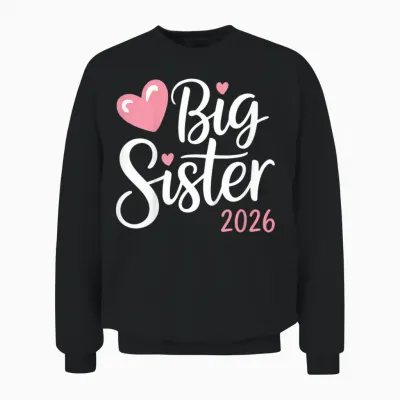 Children's Big Sister Big Sister 2026 Unisex Sweatshirt - Black
