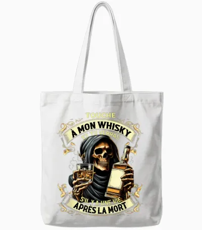 Touch My Whiskey and You'll See if There's Life After T-Shirt, Black, S Tote Bags - White