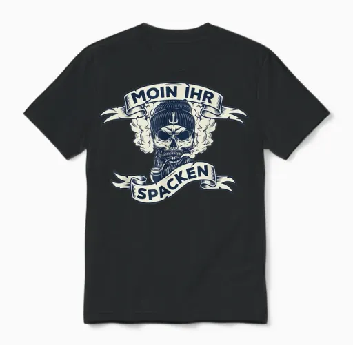 Moin Ihr Spacken North Germany East Frisian East Frisian T-Shirt, Black Unisex T-Shirt in Black