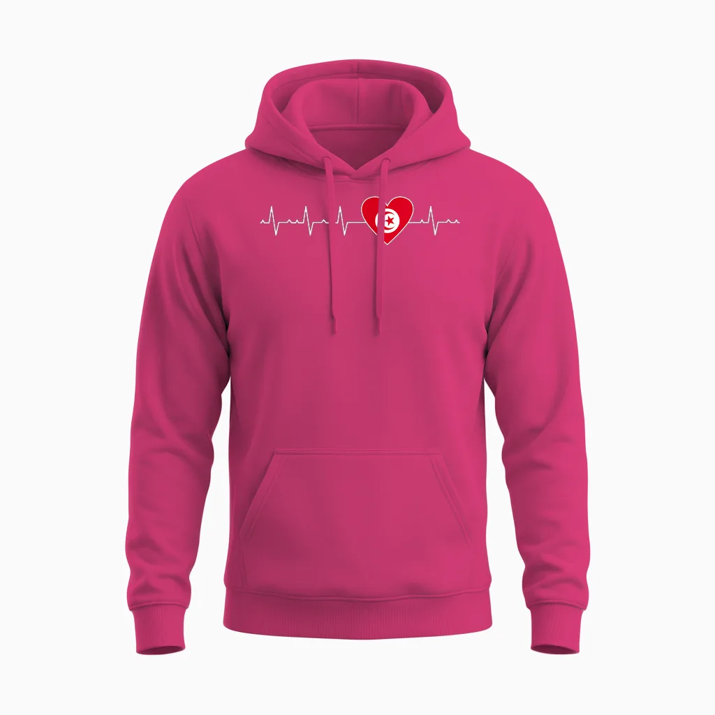 Drapeau Tunisien Battement De Cœur Fière Tunisie Homme Femme Unisex Hoodie in Heliconia