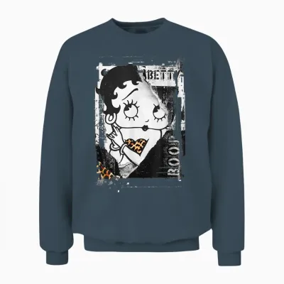Betty Boop Distressed Punk Rock Vintage Stamp Poster Design Unisex Sweatshirt - Dark Heather