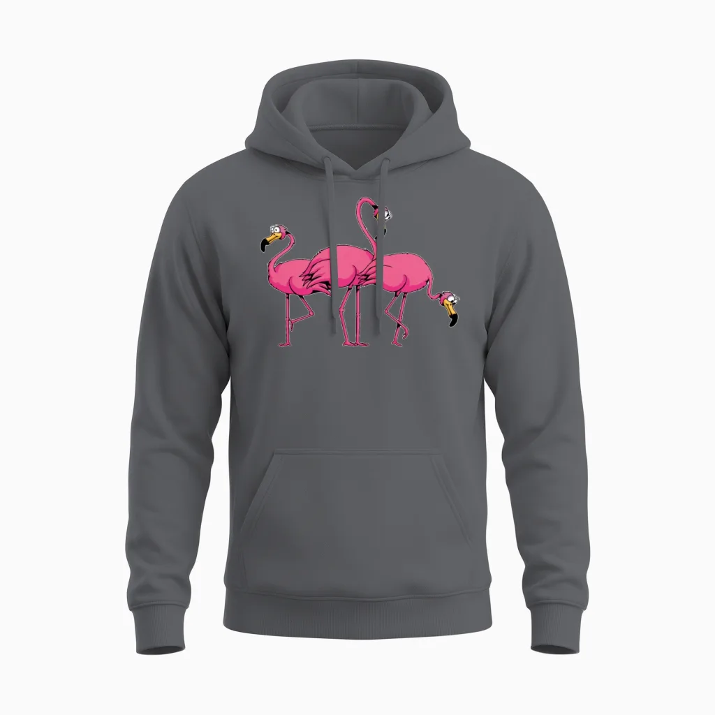 Funny Flamingo Unisex Hoodie in Charcoal