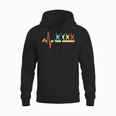 Orang Utan Retro Heartbeat Unisex Hoodie - Black
