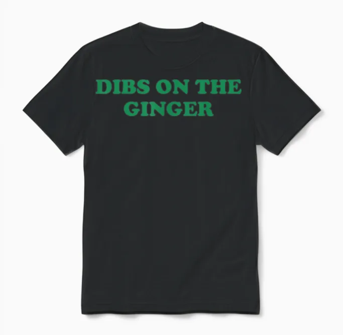 Groovy Dibs on the Ginger Shamrock Dark Humor St Patricks Unisex T-Shirt in Black