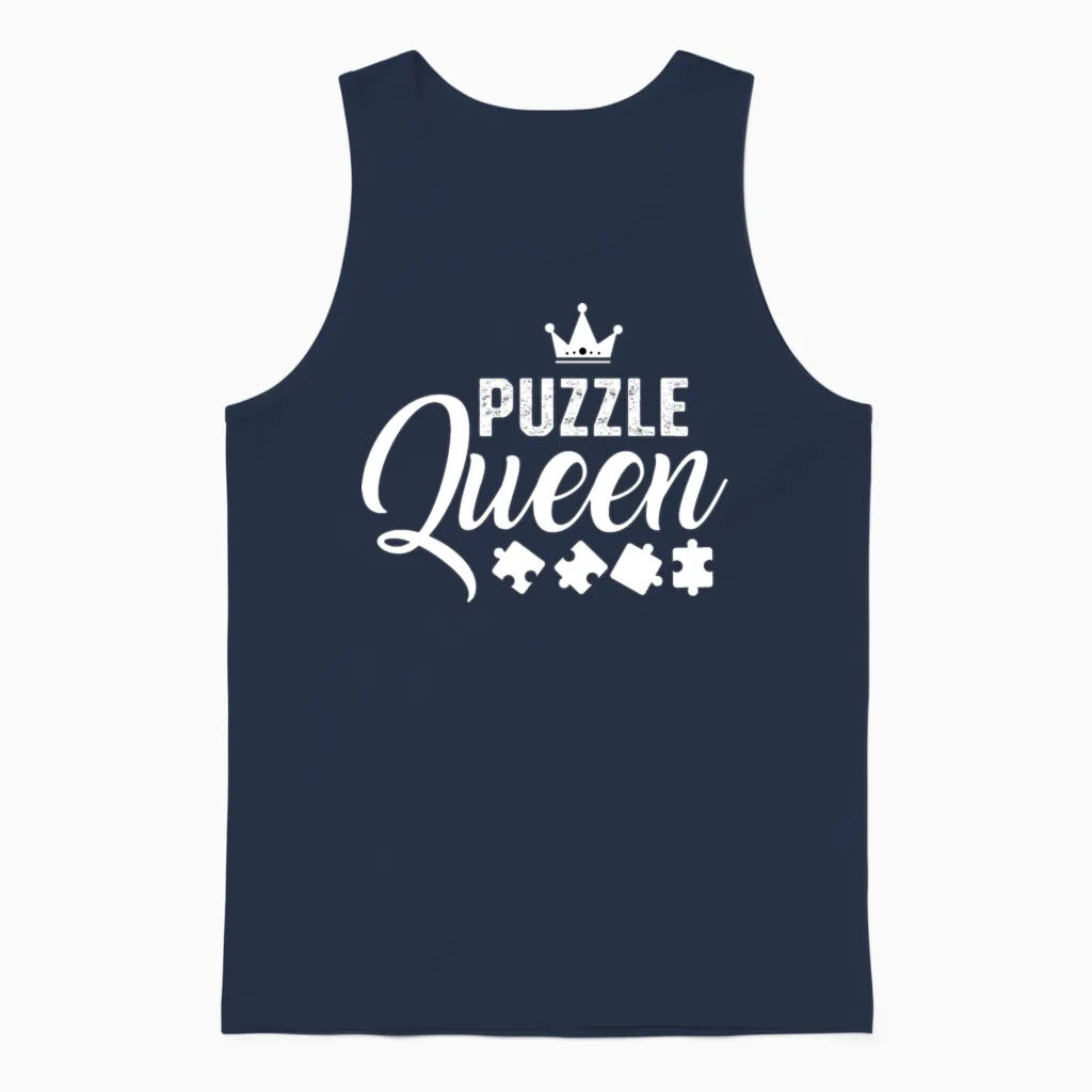 Puzzle Queen Puzzle Enthusiast Gift Unisex Tank Top in Navy