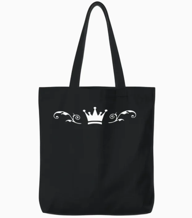 Crown White Tote Bags in Black