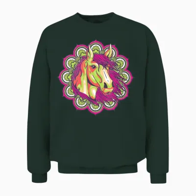Horse Mandala Graphic Shirt Horses Lover Gift Girl Unisex Sweatshirt - Forest
