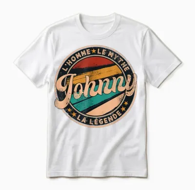 Johnny L'homme Le Myth La Légende Idée Cadeau Prénom Johnny T-Shirt, Black, S Unisex T-Shirt - White
