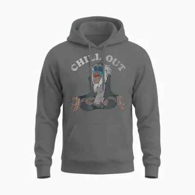 Disney the Lion King Rafiki Chillout Meditation T-Shirt, Black, S Unisex Hoodie - Graphite Heather