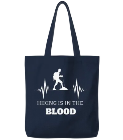 Hiking Is on the Blood - Keep Calm and Hike On Tote Bags - Navy