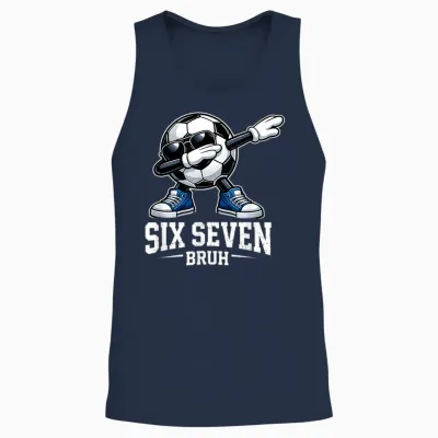 Six Seven Bruh Brainrot Gen Alpha Dabbing Football Unisex Tank Top - Navy