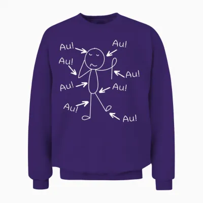 Funny Old Man Old Woman Aua Au Birthday T-Shirt, Black Unisex Sweatshirt - Purple