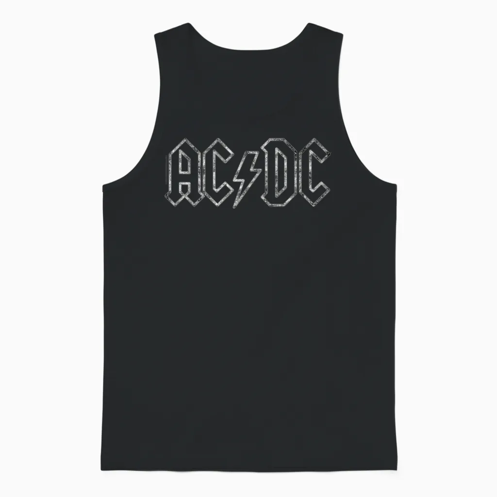 Ac/dc Rock Music Band Jagged Logo T-Shirt, Black Unisex Tank Top in Black