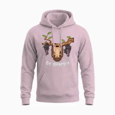 Be Different Igel Unisex Hoodie - Light Pink
