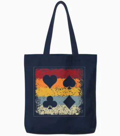 Poker Retro Tote Bags - Navy