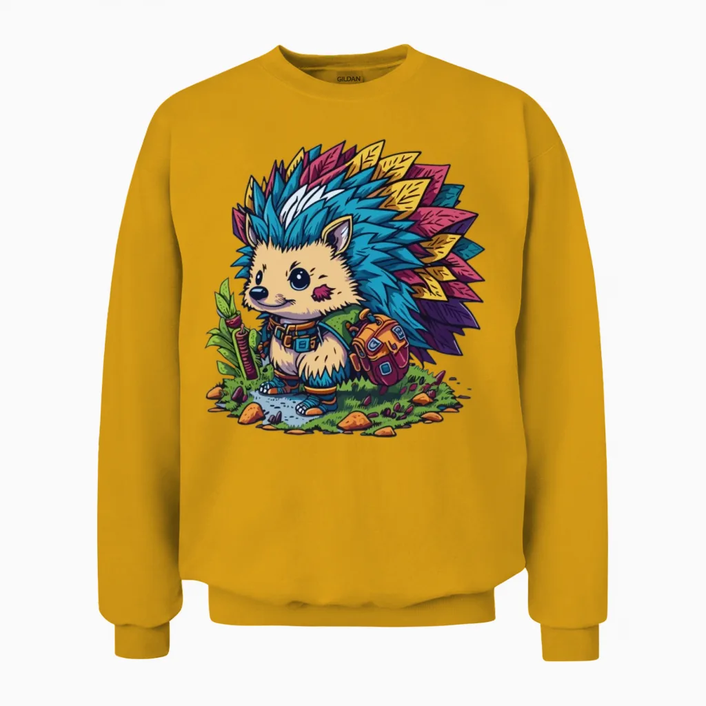 Hiking Hedgehog - & Outdoors Unisex Sweatshirt in Gold