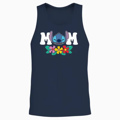 Lilo & Stitch - Mom Floral Flowers Unisex Tank Top - Navy